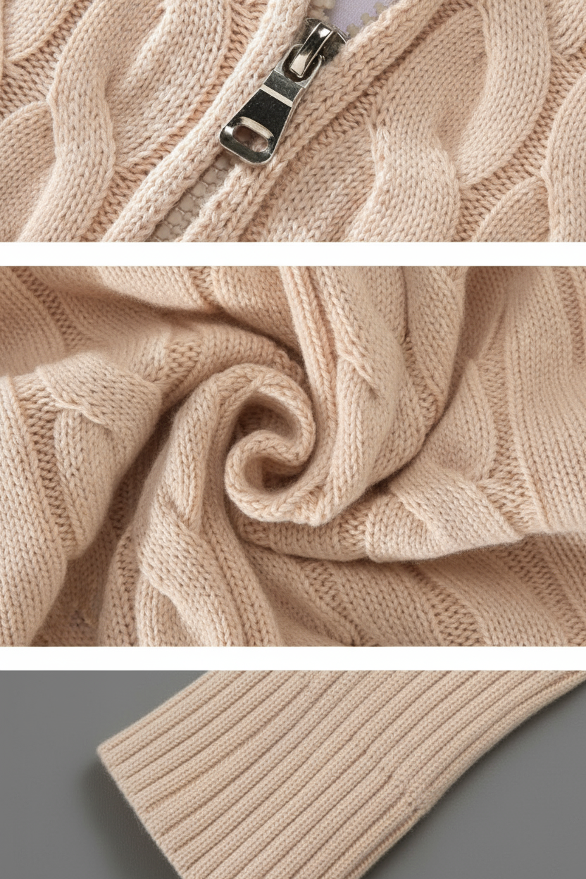 Heren Trui | Gebreid met Halve Rits - Beige 3.0