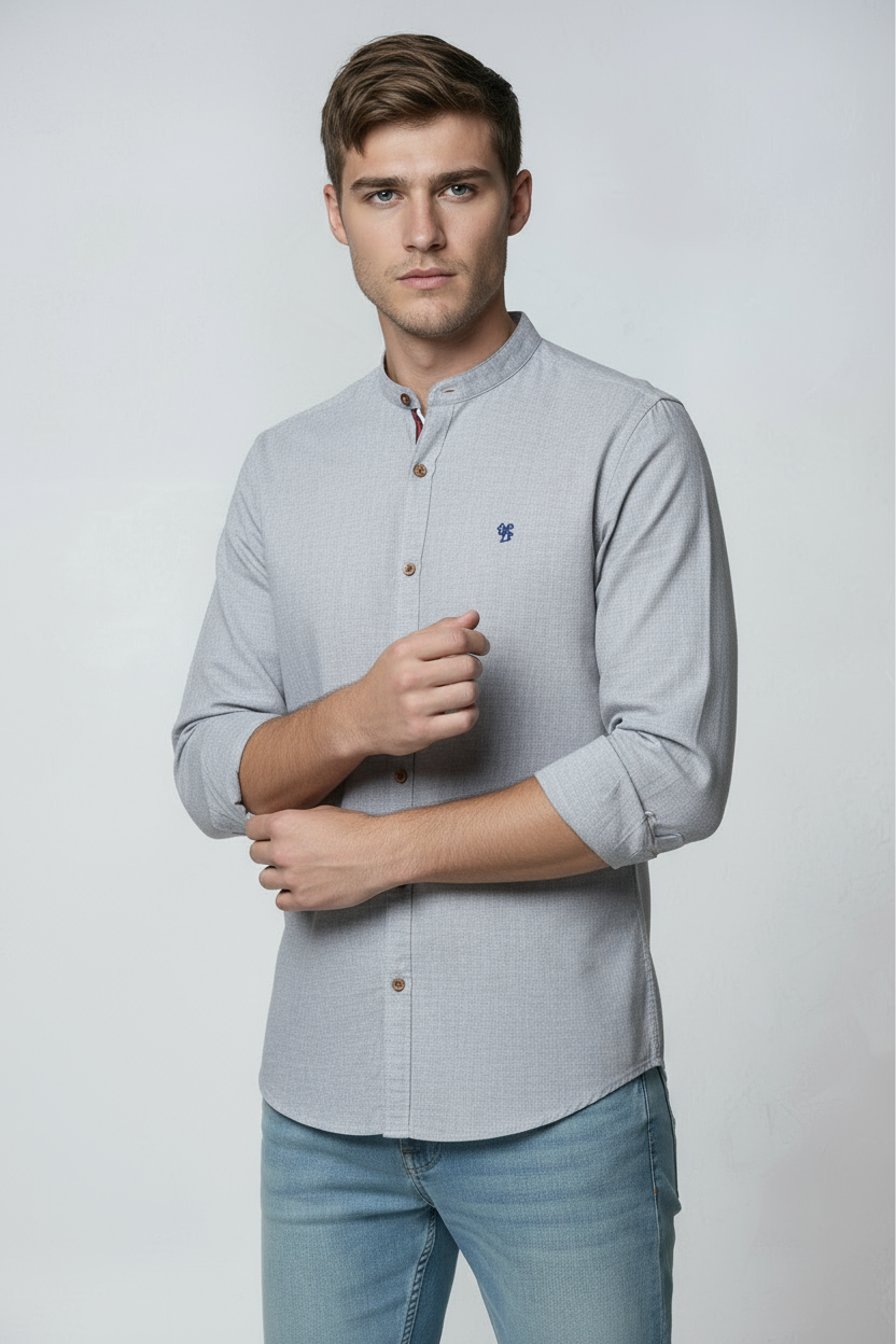 Overhemd Heren | Klassiek Model met Lange Mouw - Grijs 2.0