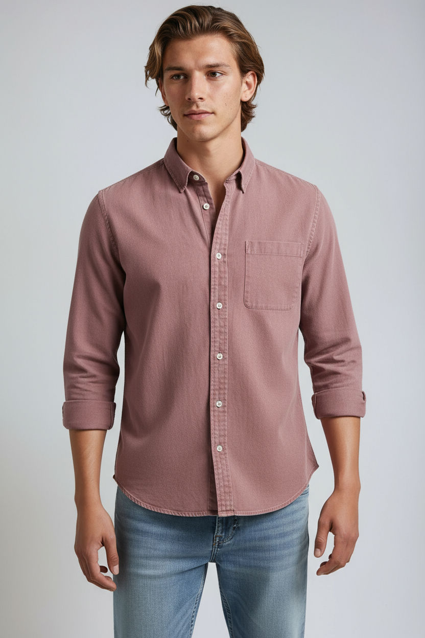 Overhemd Heren | Lange Mouw met Borstzak - Roze