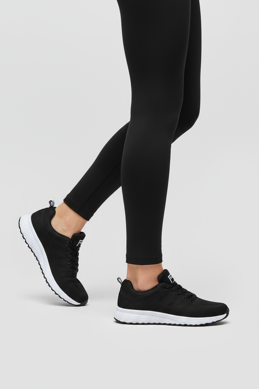 Sneakers Dames | Sportschoenen met Soepele Zool - Zwart 2.0