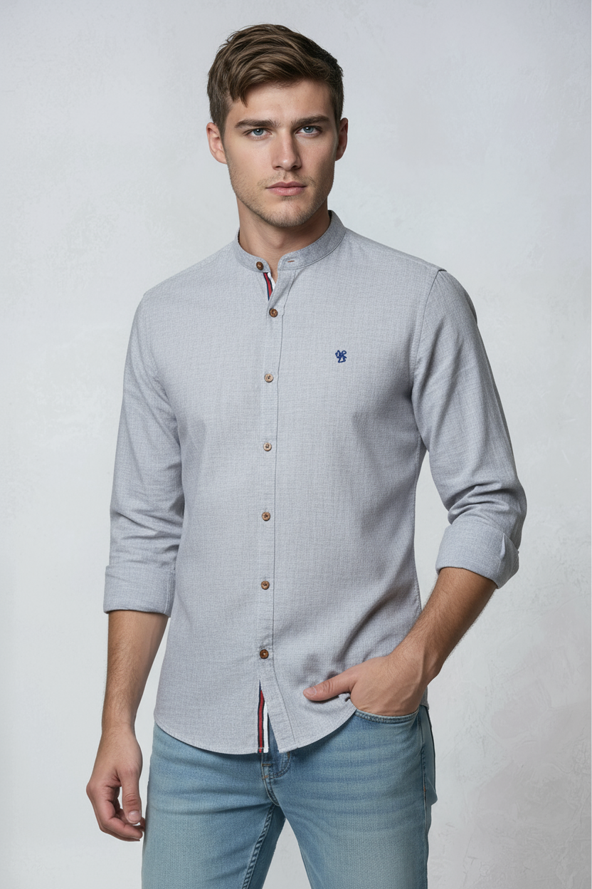 Overhemd Heren | Klassiek Model met Lange Mouw - Grijs