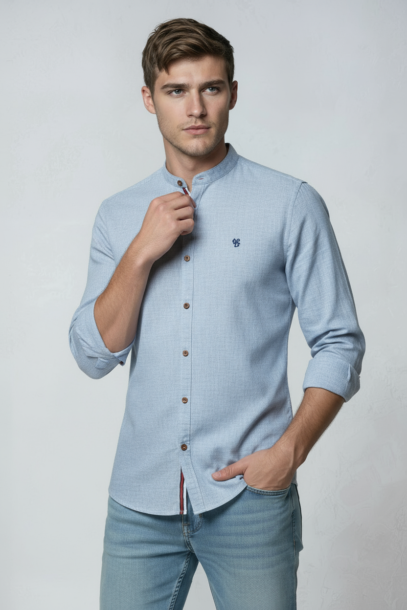 Overhemd Heren | Klassiek Model met Lange Mouw - Lichtblauw