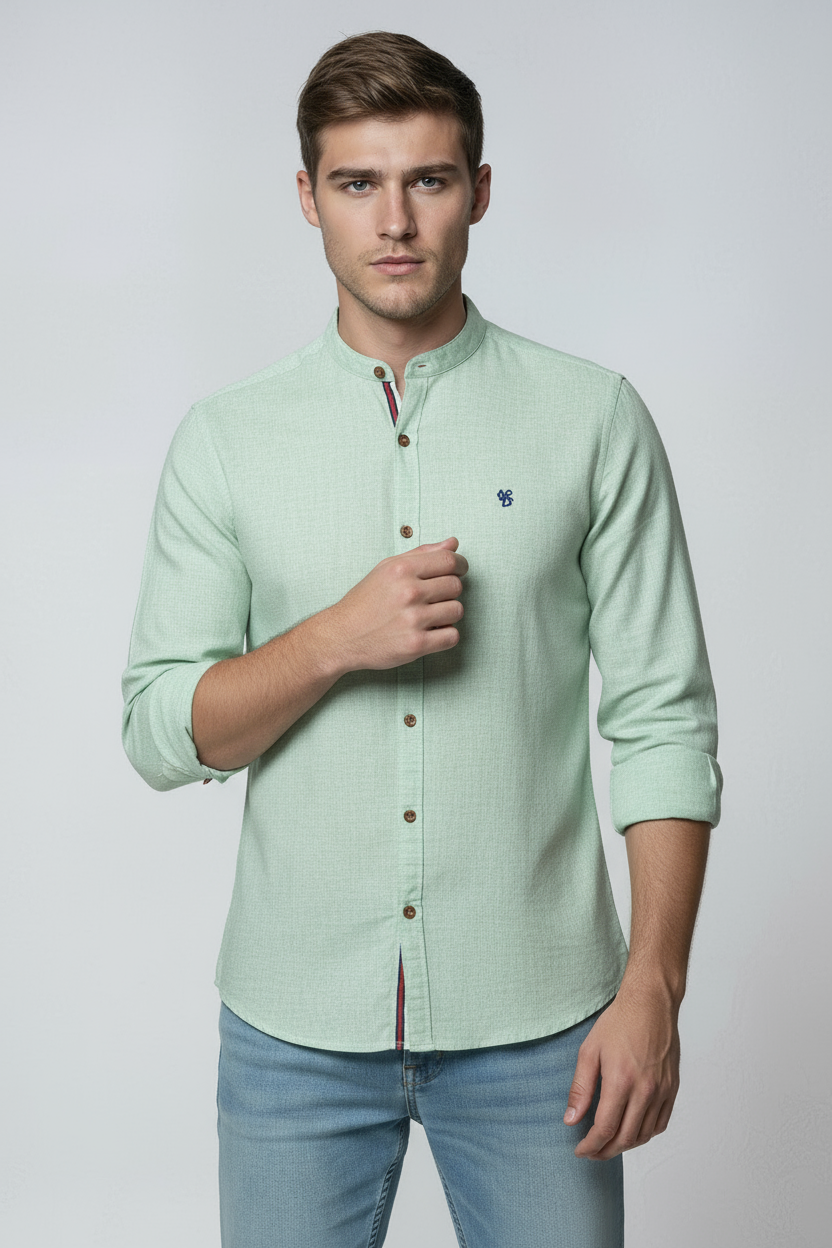 Overhemd Heren | Klassiek Model met Lange Mouw - Lichtgroen