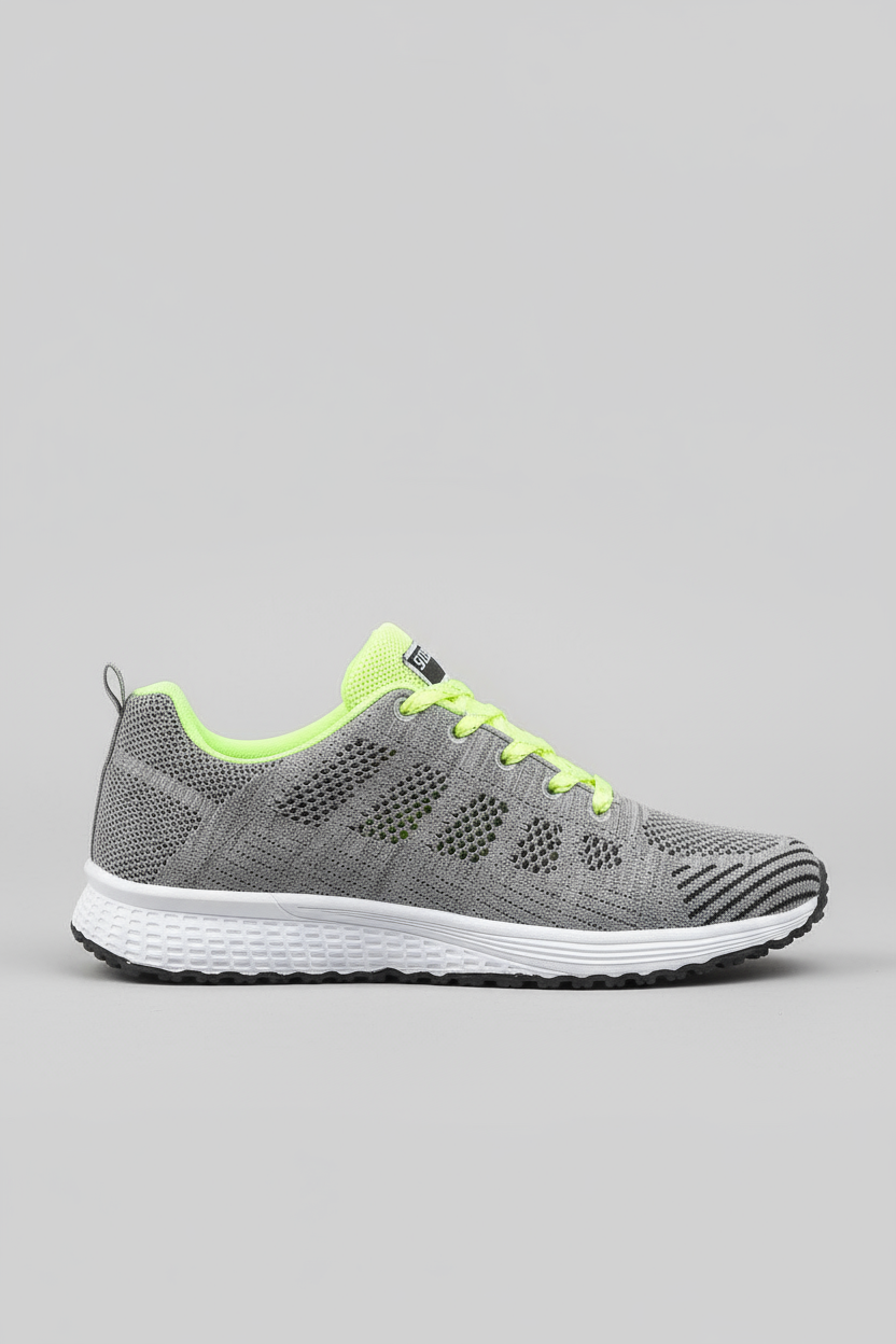 Sneakers Dames | Sportschoenen met Soepele Zool - Grijs/Lichtgroen