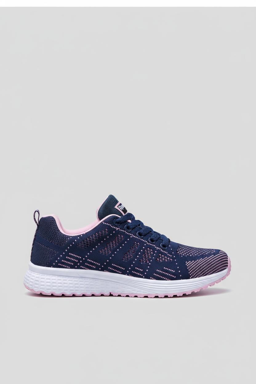 Sneakers Dames | Sportschoenen met Soepele Zool - Marineblauw/Roze