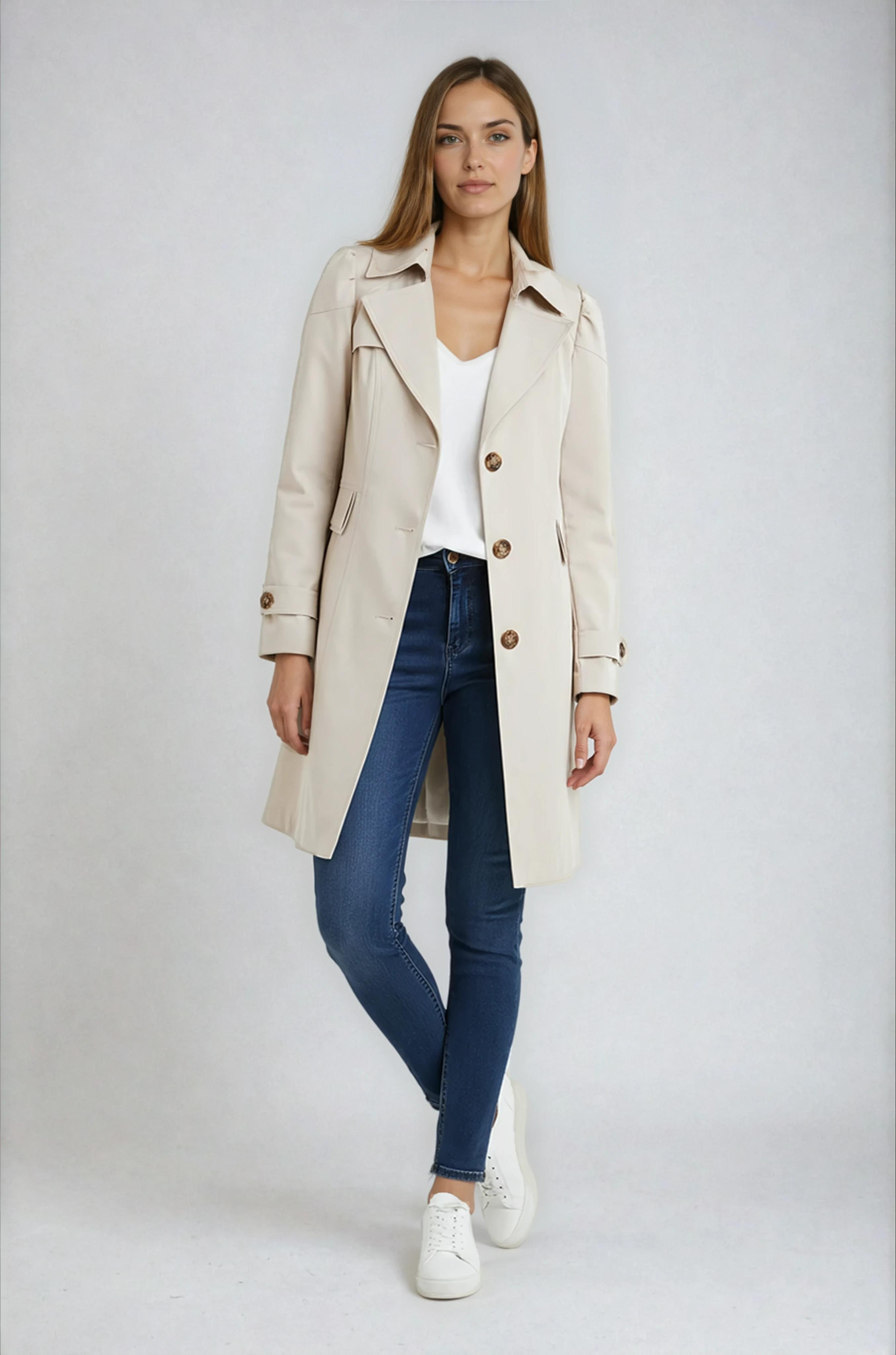 Trenchcoat Dames | Lang Model met Knopen - Beige 2.0