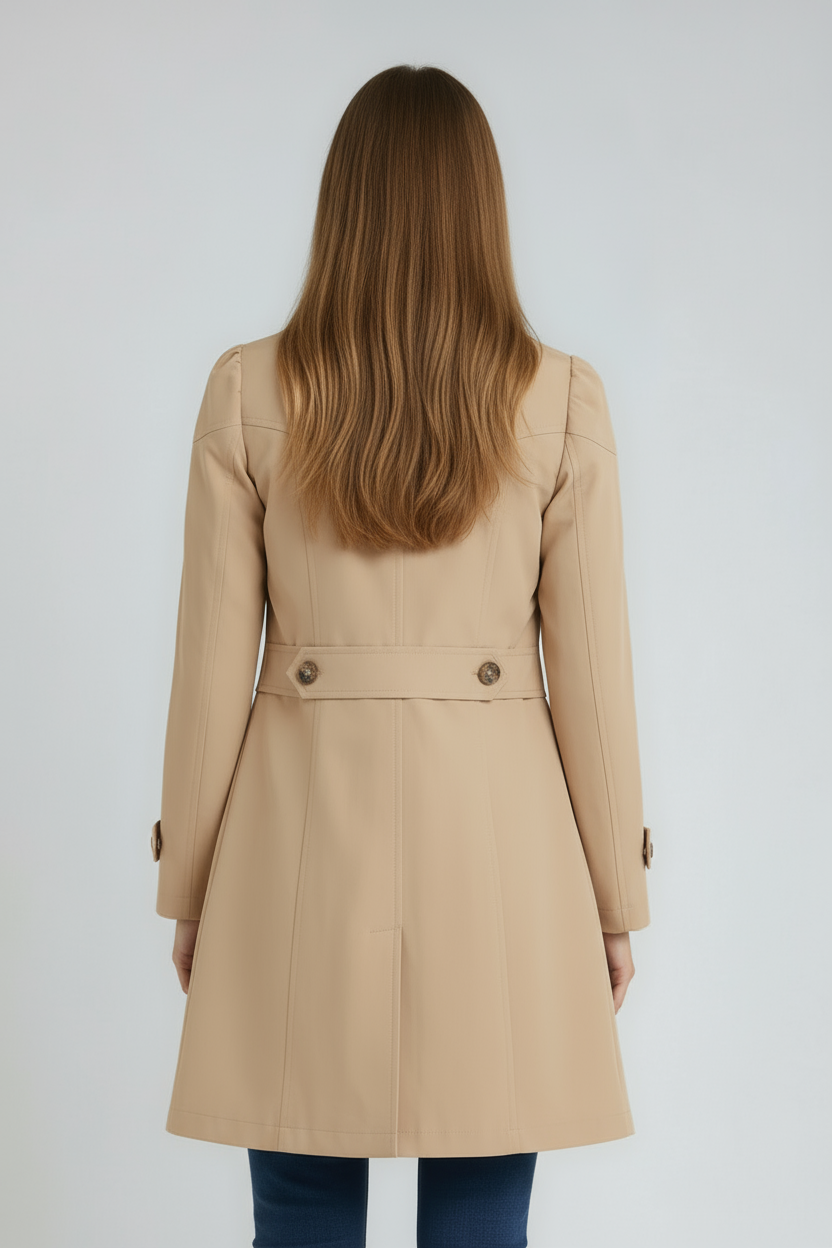 Trenchcoat Dames | Lang Model met Knopen - Khaki 3.0