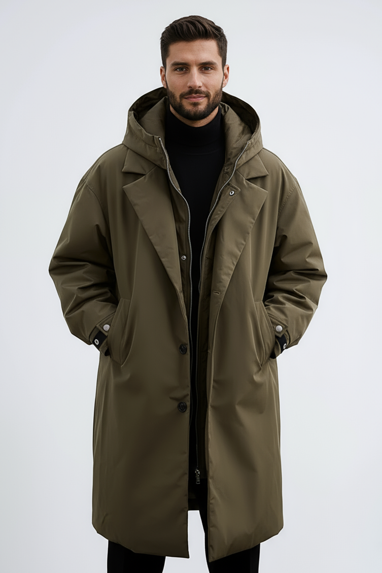 Winterjas Heren | Gewatteerde Parka met Capuchon - Donkergroen