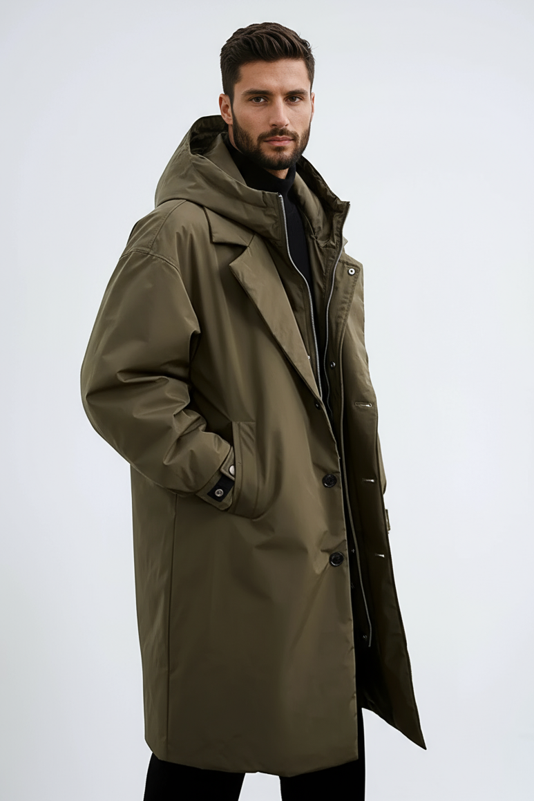 Winterjas Heren | Gewatteerde Parka met Capuchon - Donkergroen 2.0