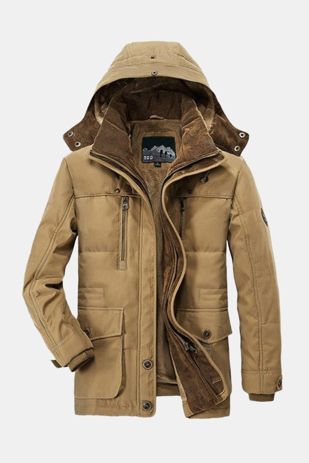 Winterjas Heren | Parka met Afneembare Capuchon - Khaki 6.0