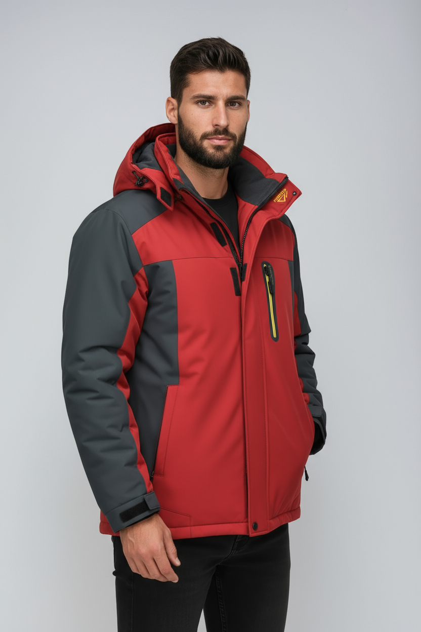 Winterjas Heren | Waterafstotend met Capuchon - Rood 2.0
